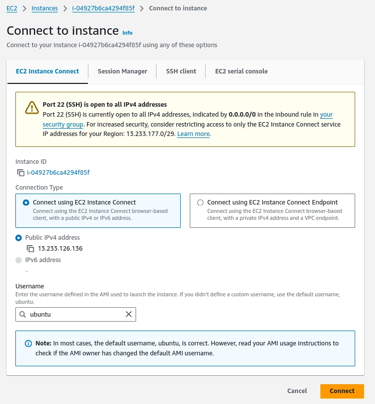 Placeholder: Connecting to EC2 in the browser